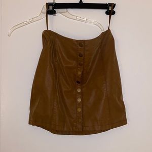 Free people brown faux leather skirt with buttons